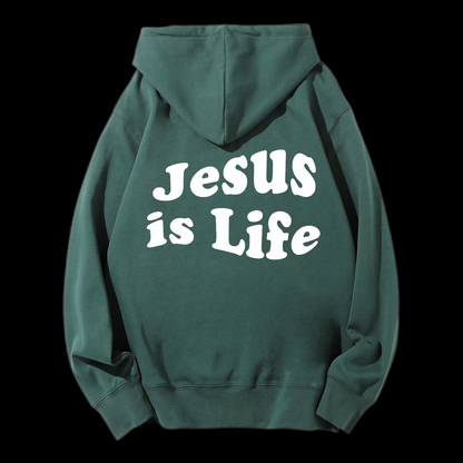 Jesus Is Life Cotton Drawstring Hoodie
